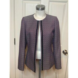 Tahari Arthur S. Levine Maroon, Black White Tweed Jacket, Size 4, NWT!